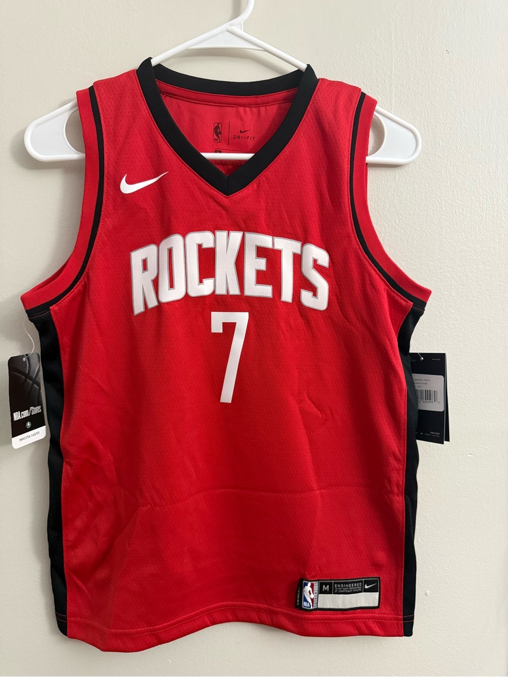 NBA Rockets #7 Red and Black Basketball Jersey